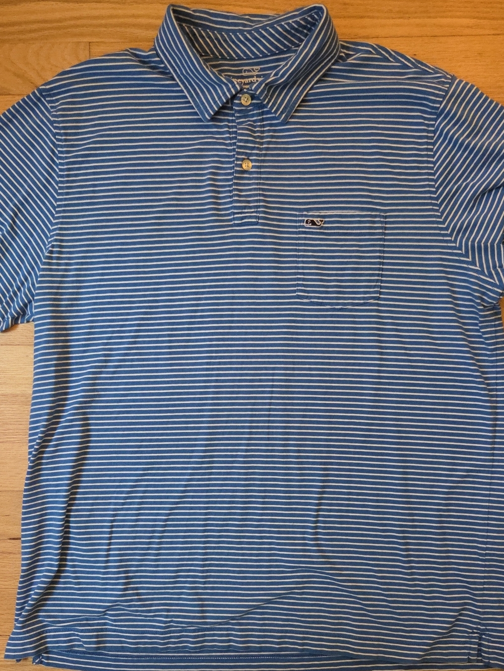 Vineyard Vines Blue White Striped Cotton Polo Shirt L